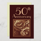 Invitation 50e anniversaire de Mariage Roses d'or (Devant / Derrière)