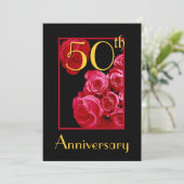 Invitation 50e Anniversaire de Mariage Roses ROUGES (Debout devant)