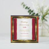 Invitation 50e anniversaire de mariage Rouge Or Noir Diamant  (Debout devant)
