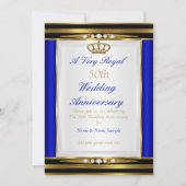 Invitation 50e anniversaire de mariage Royal Bleu Couronne d' (Devant)