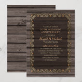 Invitation 50e anniversaire de Mariage Rustic Wood Country Pa (Devant / Derrière)