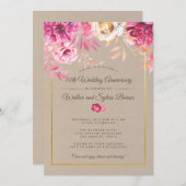 Invitation 50e anniversaire de mariage Rustique Rose (Devant / Derrière)