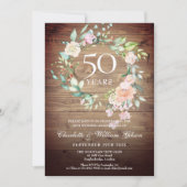 Invitation 50e Anniversaire de Mariage Rustique Roses Floral (Devant)