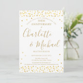 Invitation 50e anniversaire de mariage Signature coeurs dorés (Debout devant)