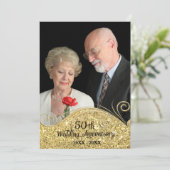 Invitation 50e anniversaire de mariage Sparkle Golden (Debout devant)