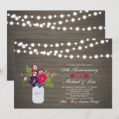 Invitation 50e anniversaire de mariage surprise en bois rusti (Devant / Derrière)