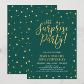 Invitation 50e anniversaire de mariage surprise Vert & Or (Devant / Derrière)