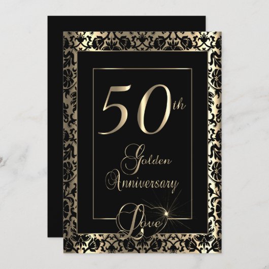 Invitation 50e anniversaire de mariage | Texte DIY (Devant / Derrière)
