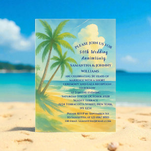 Invitation 50e anniversaire de mariage Tropical Beach Coastal