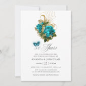 Invitation 50e anniversaire de mariage turquoise et or (Devant)