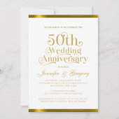 Invitation 50e anniversaire de Mariage Typographie de l'or bl (Devant)