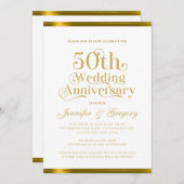 Invitation 50e anniversaire de Mariage Typographie de l'or bl (Devant / Derrière)