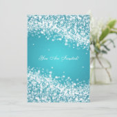 Invitation 50e anniversaire de mariage vague bleue scintillan (Debout devant)