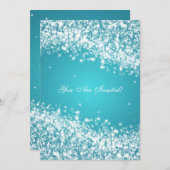 Invitation 50e anniversaire de mariage vague bleue scintillan (Devant / Derrière)