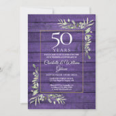 Invitation 50e anniversaire de Mariage verdure Bois pourpre (Devant)