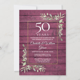 Invitation 50e anniversaire de mariage Verdure Rustique Bois