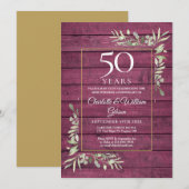 Invitation 50e anniversaire de mariage Verdure Rustique Bois (Devant / Derrière)