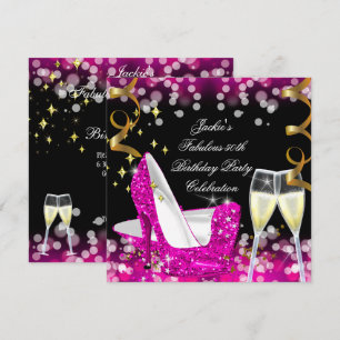 Invitation 50e Anniversaire de naissance à talons hauts paill