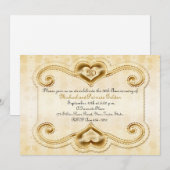 Invitation 50e anniversaire de noces de coeur en or (Devant / Derrière)