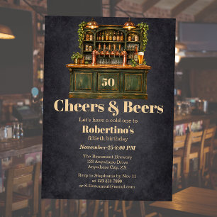 Invitation 50e anniversaire de pub Cheers & Beer pour homme
