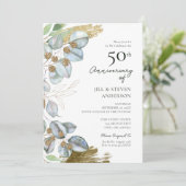 Invitation 50e anniversaire de verdure Eucalyptus Sauge (Debout devant)