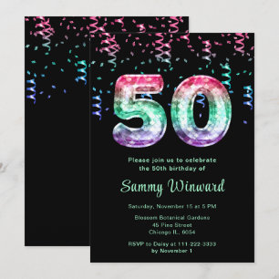 Invitation 50e anniversaire des ballons de sirène avec Confet