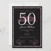 Invitation 50e anniversaire des femmes à cadre rose glamour (Devant)