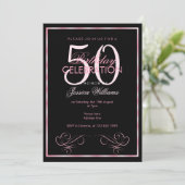 Invitation 50e anniversaire des femmes à cadre rose glamour (Debout devant)