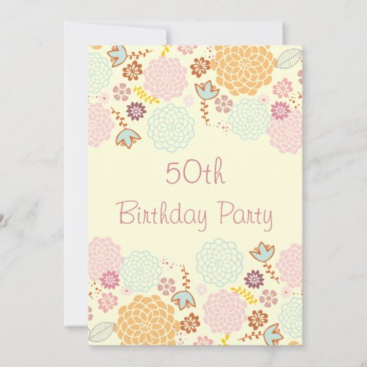 Invitation 50e anniversaire des femmes Fancy Floral moderne (Devant)