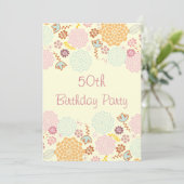 Invitation 50e anniversaire des femmes Fancy Floral moderne (Debout devant)