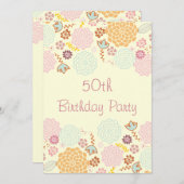 Invitation 50e anniversaire des femmes Fancy Floral moderne (Devant / Derrière)