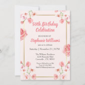 Invitation 50e anniversaire des femmes frontière rose florale (Devant)