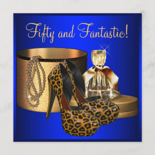 Invitation 50e anniversaire des femmes Leopard Blue Gold