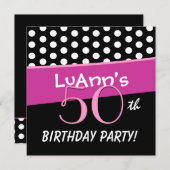 Invitation 50e anniversaire des Pois rouges blancs roses D422 (Devant / Derrière)