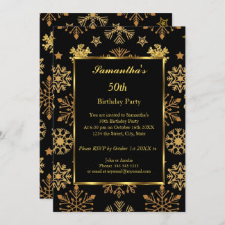 Invitation 50e Anniversaire d'hiver Soirée Gold Black Invitat