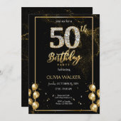 Invitation 50e Anniversaire Diamond Noir et Or (Devant / Derrière)
