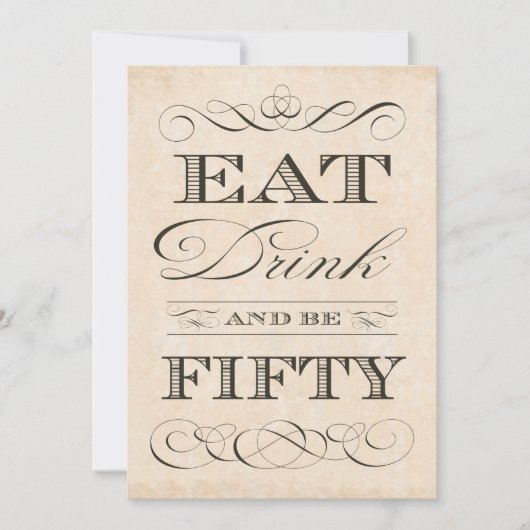 Invitation 50e anniversaire Dîner fête manger boire et être C (Devant)