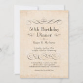 Invitation 50e anniversaire Dîner fête manger boire et être j (Dos)