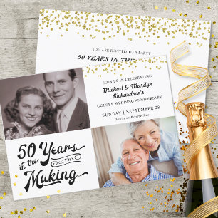 Invitation 50e Anniversaire d'or Alors et maintenant Photos C