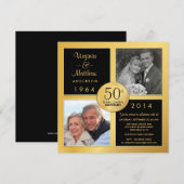 Invitation 50e anniversaire d'or avec photos du passé et du p (Devant / Derrière)