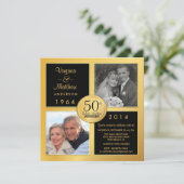 Invitation 50e anniversaire d'or avec photos du passé et du p (Debout devant)