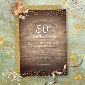Invitation 50e Anniversaire d'or Changer la date Rustique