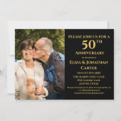 Invitation 50e Anniversaire d'or Parties scintillant noire (Devant)