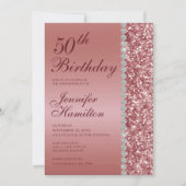 Invitation 50e Anniversaire d'or Rose élégant (Devant)