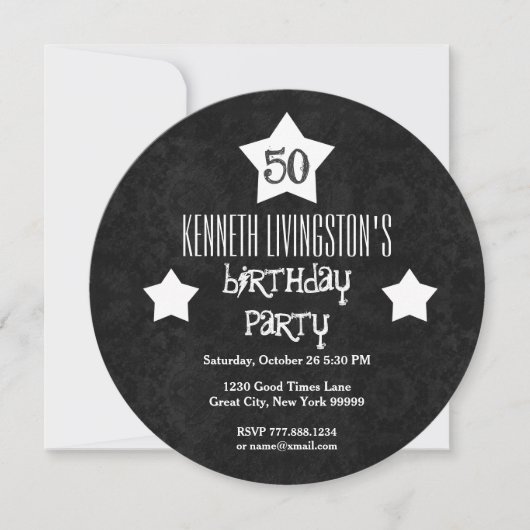 Invitation 50e anniversaire Double Circle White Stars B12 (Devant)