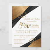 Invitation 50e anniversaire du coeur doré foncé (Devant)