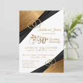 Invitation 50e anniversaire du coeur doré foncé (Debout devant)