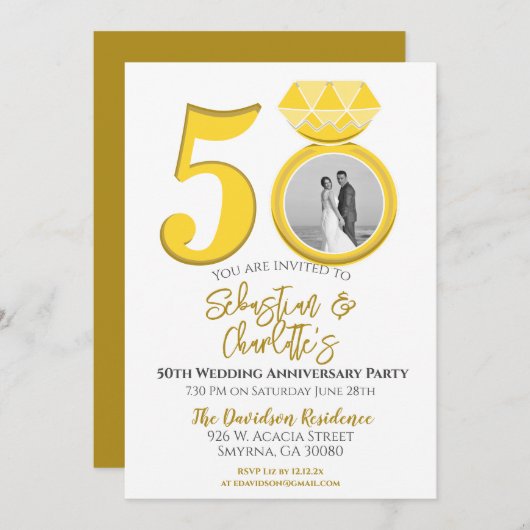 Invitation 50e anniversaire du Mariage (Devant / Derrière)