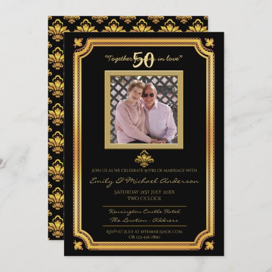 Invitation 50e anniversaire du Mariage - AJOUTER DES PHOTOS I (Devant / Derrière)
