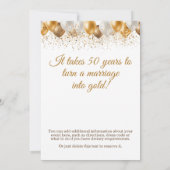 Invitation 50e anniversaire du Mariage Ballons d'or (Dos)